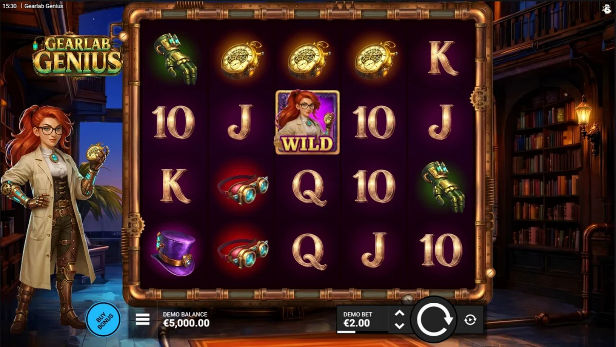Engrenagens e elementos steampunk do slot Gearlab Genius